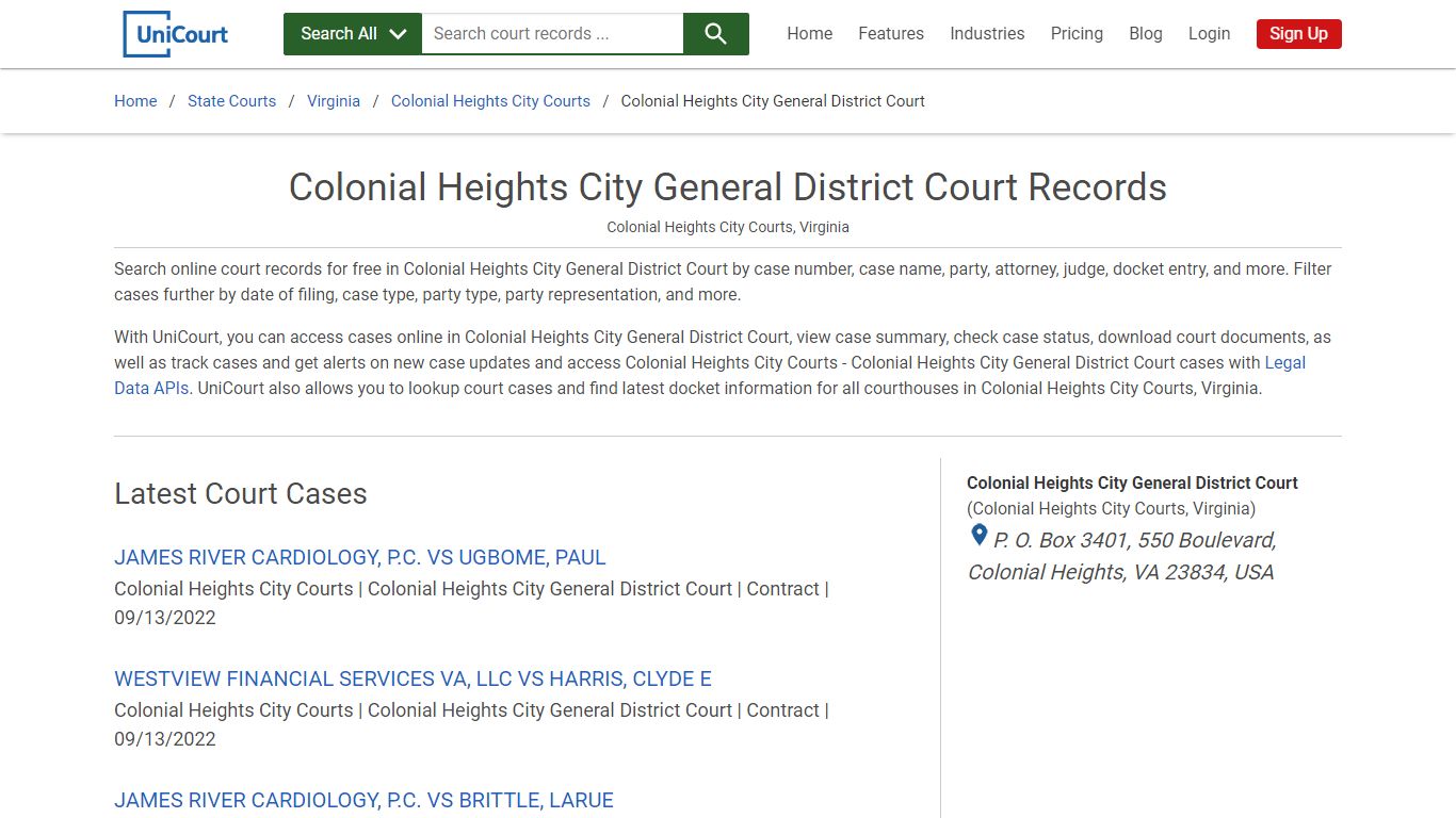 Colonial Heights City General District Court Records